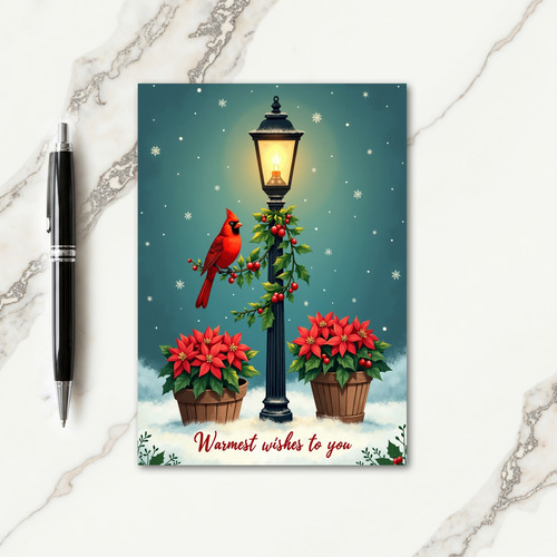 Lamppost Glow Christmas Card