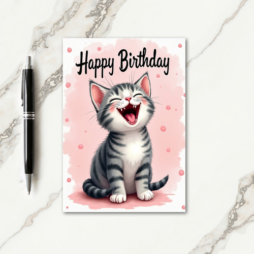 Laughing Kitten Birthday Card
