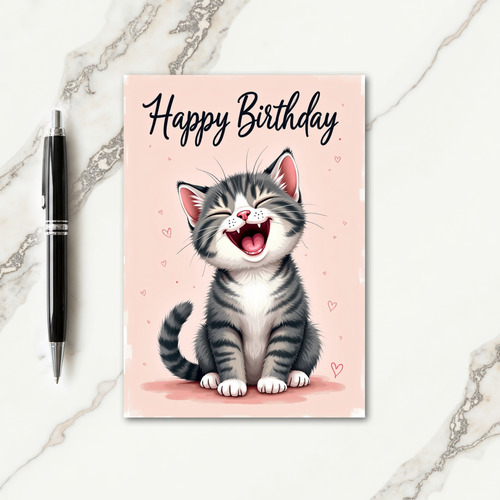 Laughing Tabby Birthday Card