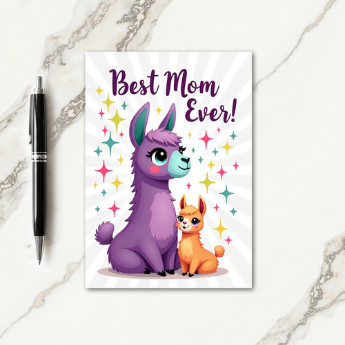 Lavender Animal Best Mom Ever Card