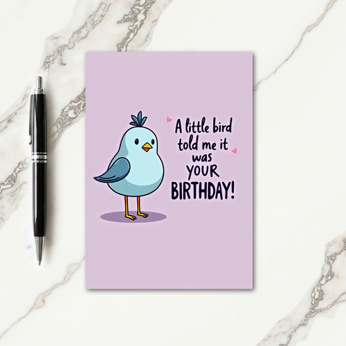 Lavender Bird Birthday Card