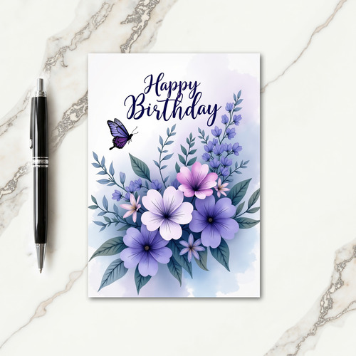 Lavender Birthday Flower Card