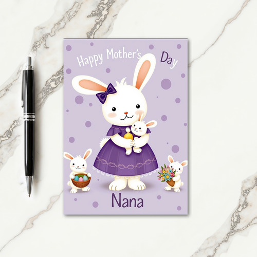 Lavender Bunny Mothers Day Card