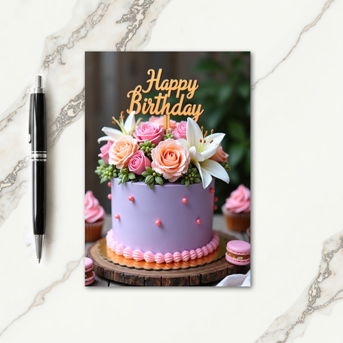 Lavender Cake Birthday Card