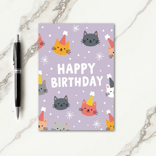 Lavender Cat Birthday Card