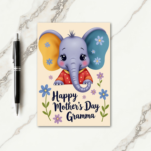 Lavender Elephants Mother Card