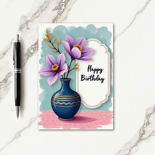 Lavender Flower Birthday Card