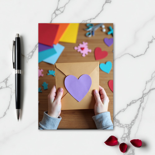 Lavender Heart Kraft Paper Card