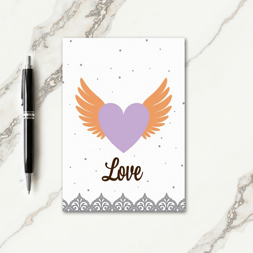Lavender Heart Wings Love Card