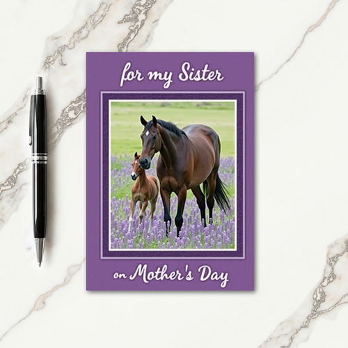 Lavender Horses Mothers Day Card
