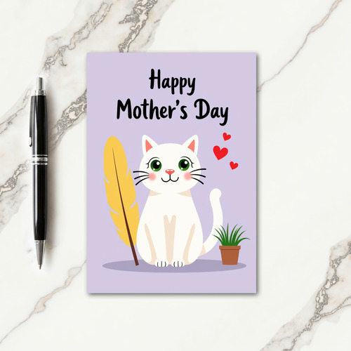 Lavender Kitten Mothers Day Card