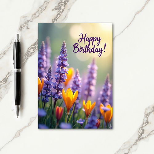 Lavender Marigold Birthday Card