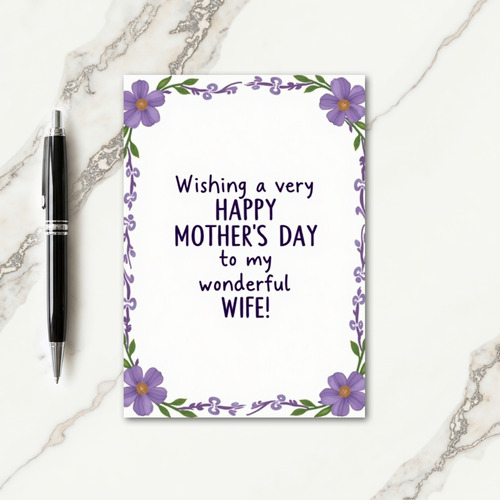 Lavender Mothers Day Wife Card