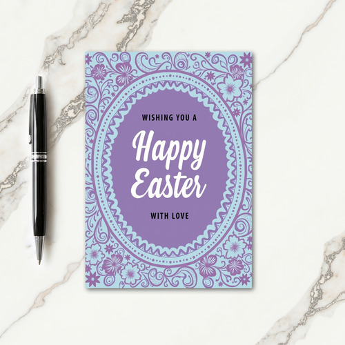 Lavender Oval Floral Easter Card
