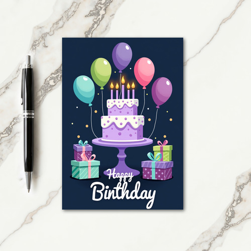 Lavender Party Birthday Card