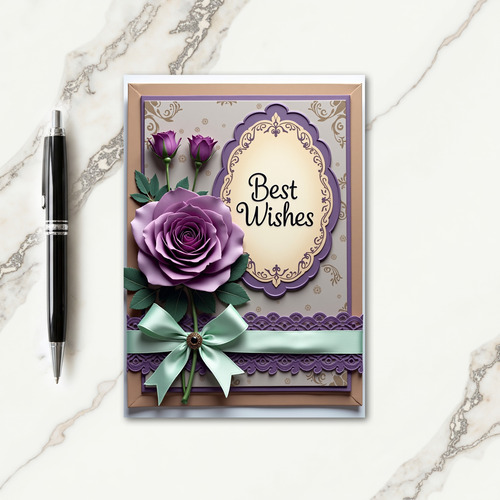Lavender Rose Best Wishes Card