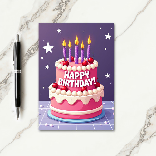 Lavender Star Birthday Card