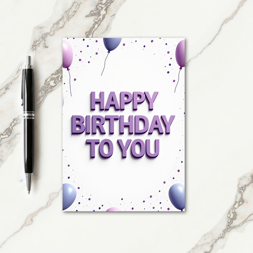 Lavender Text Birthday Card