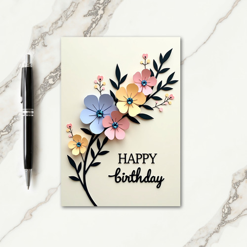 Layered Birthday Floral Art Card