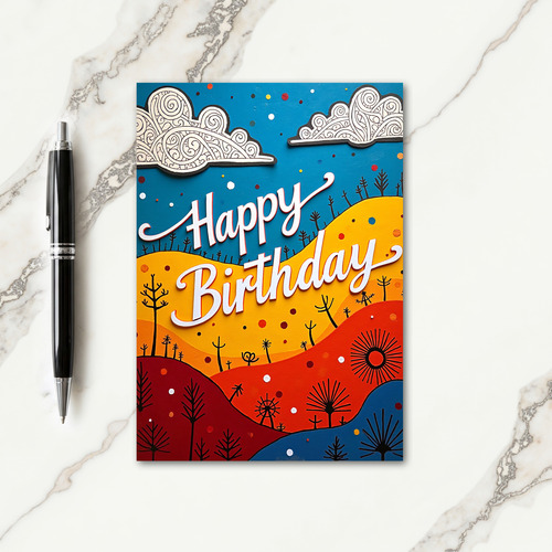 Layered Hills Birthday Card