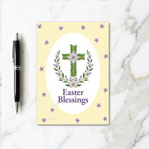 Leafy Cross Blessings Easter Card