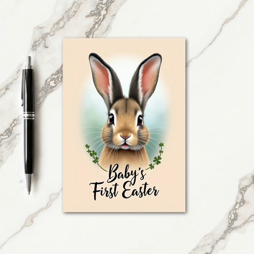 Leafy Easter Bunny Portrait Card