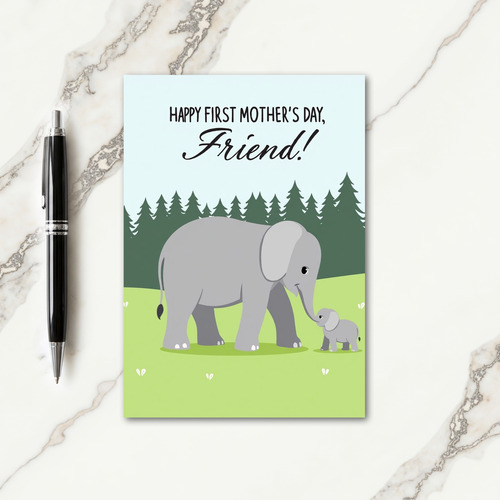 Leafy Meadow Elephant Card