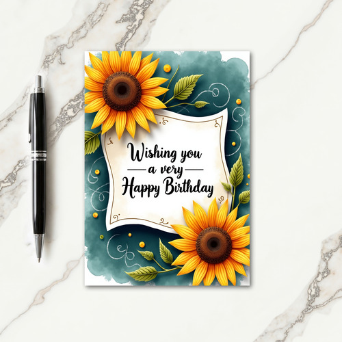 Leafy Script Birthday Card