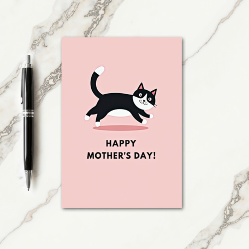 Leaping Cat Mothers Day Card