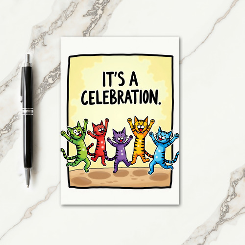 Leaping Cats Birthday Card