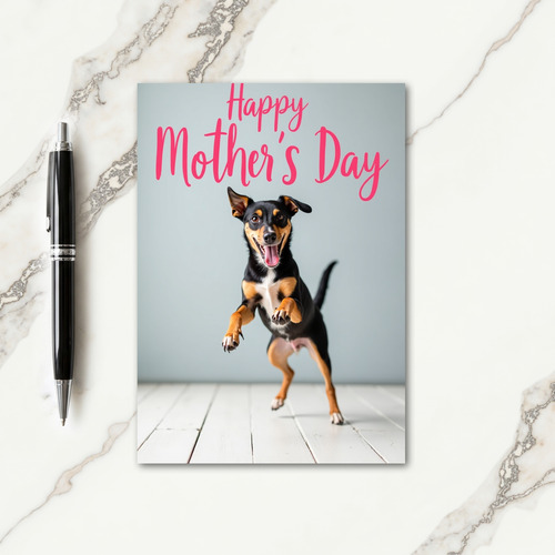 Leaping Dog Mothers Day Card