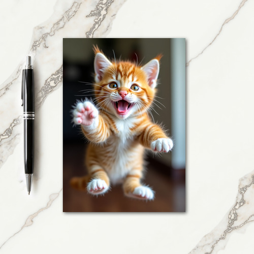 Leaping Kitten Birthday Card
