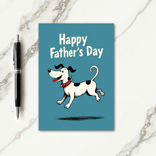 Leaping Pup Fathers Day Card