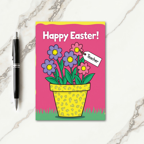 Leopard Pot Easter Teacher Card