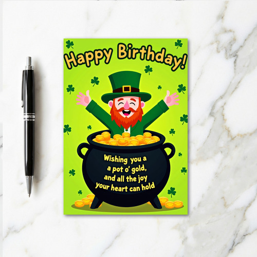 Leprechaun Birthday Wishes Card