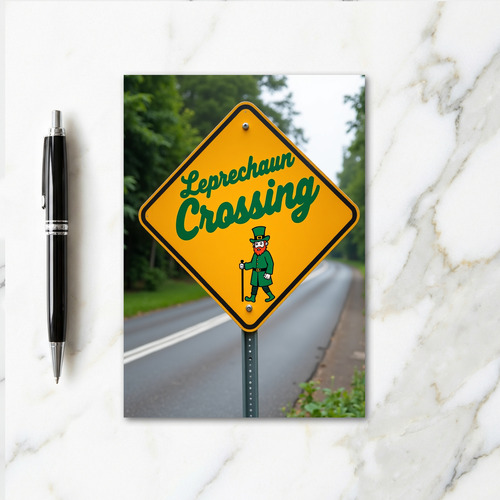 Leprechaun Crossing Ahead Card