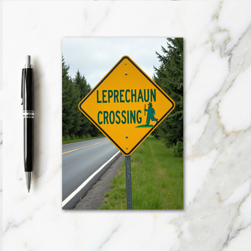 Leprechaun Crossing Fun Art Card
