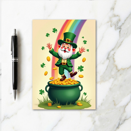 Leprechaun Gold Retro Vector Art Card