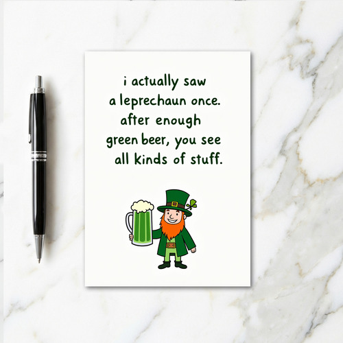 Leprechaun Green Beer Funny Card
