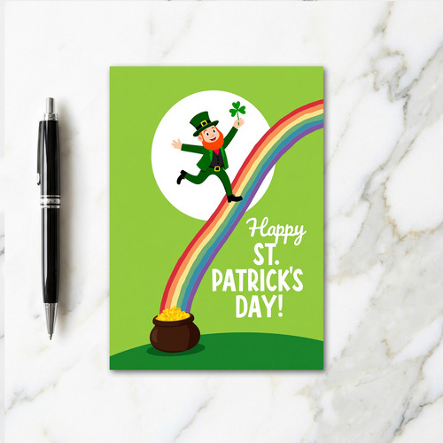 Leprechaun Rainbow Faux Gold Foil Card