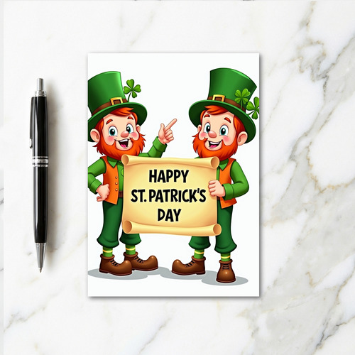 Leprechaun Scroll Happy St Patricks Card