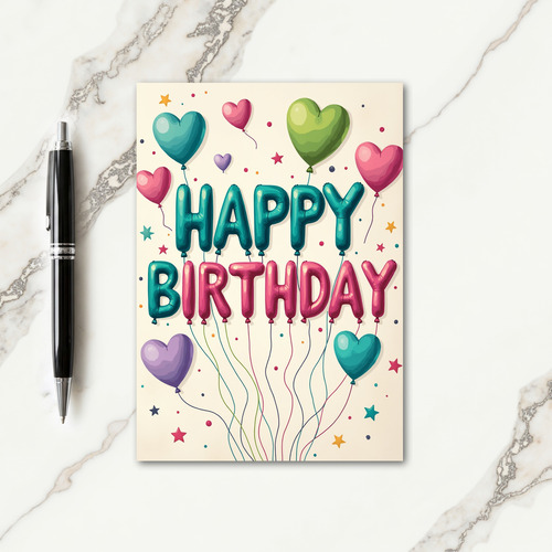 Letter Balloon Birthday Card