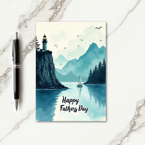 Lighthouse Fathers Day Art Card