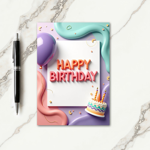 Lilac Balloon Birthday Card