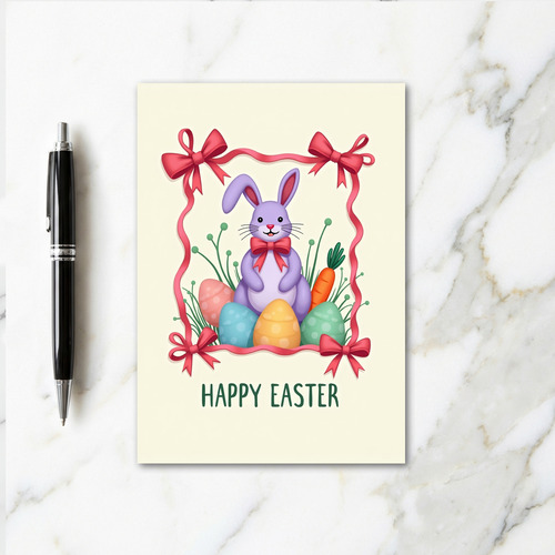 Lilac Rabbit Bow Pattern Card