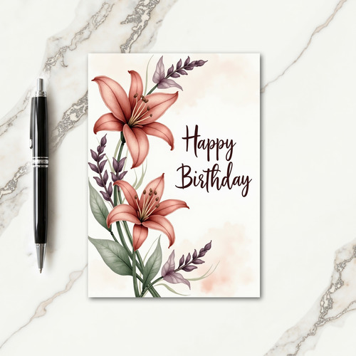 Lily Blossom Birthday Card