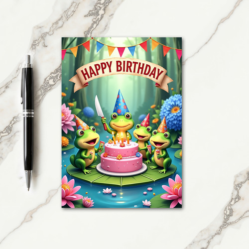 Lily Pad Party Birthday Card