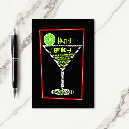 Lime Birthday Sparkle Art Card