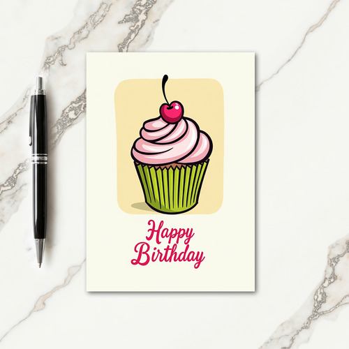 Lime Cupcake Birthday Card
