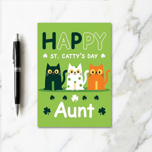 Lime Green Cats St Cattys Day Card